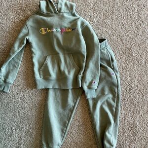 Champion Kids Olive Green Sweatpants & Hoodie Set